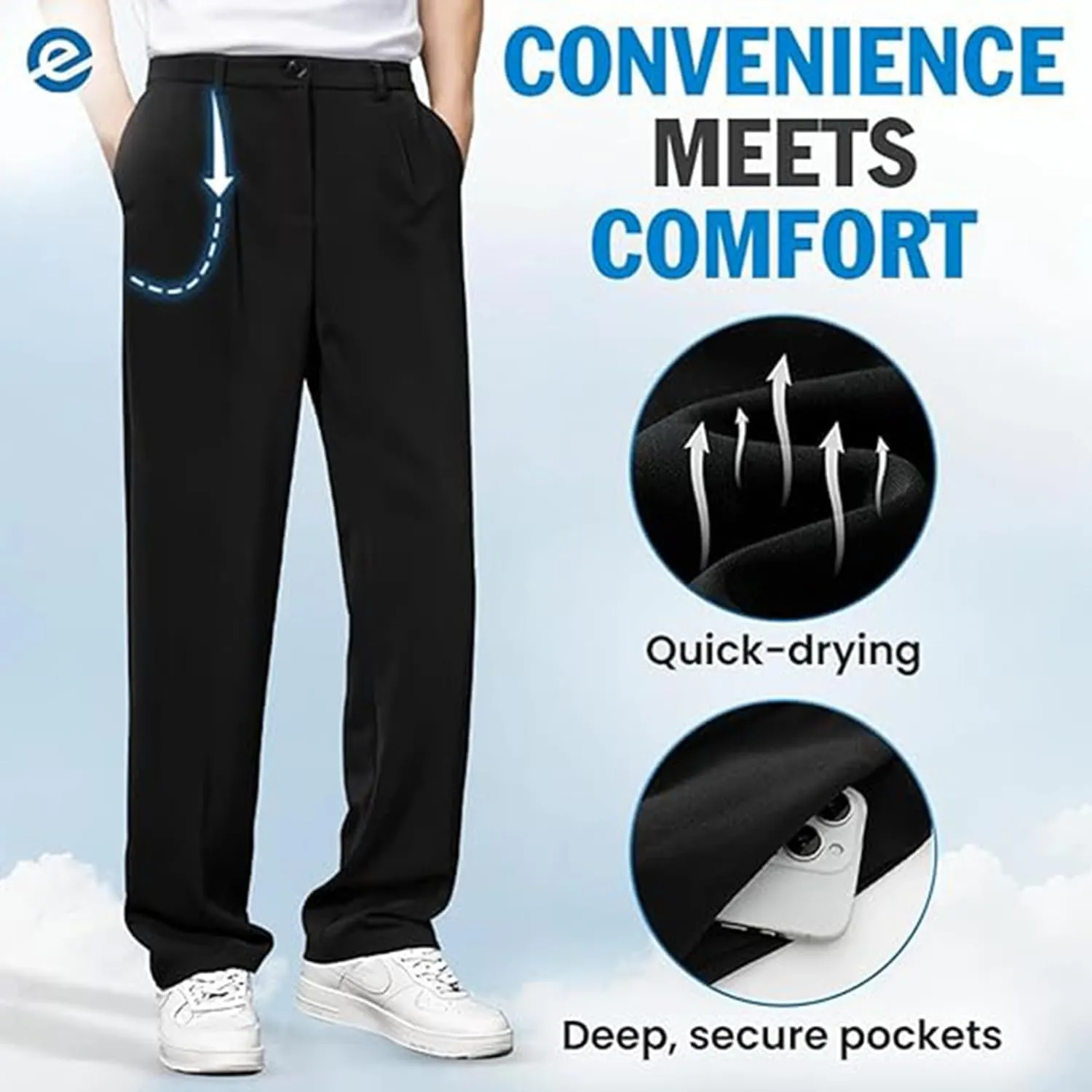 Denim Black Pants for Men, Denimblack Pants for Men, Easemotions Ice Silk Comfort Everyday Pant
