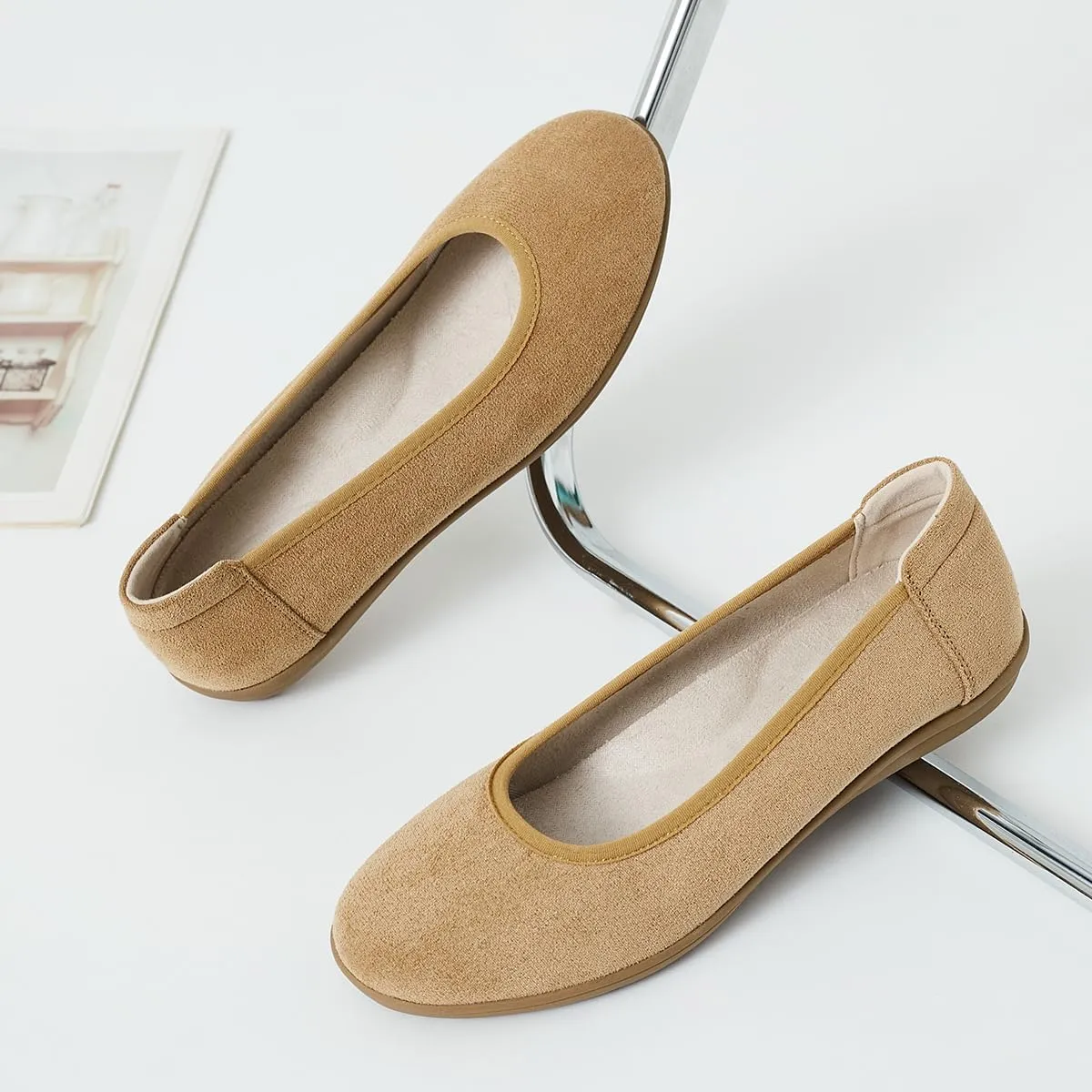 DeYashopin Women's Flats Shoes Non-Slip Ballet Shoes for Dressy Occasions,Walking and Driving Lightweight & Flexible for Comfort