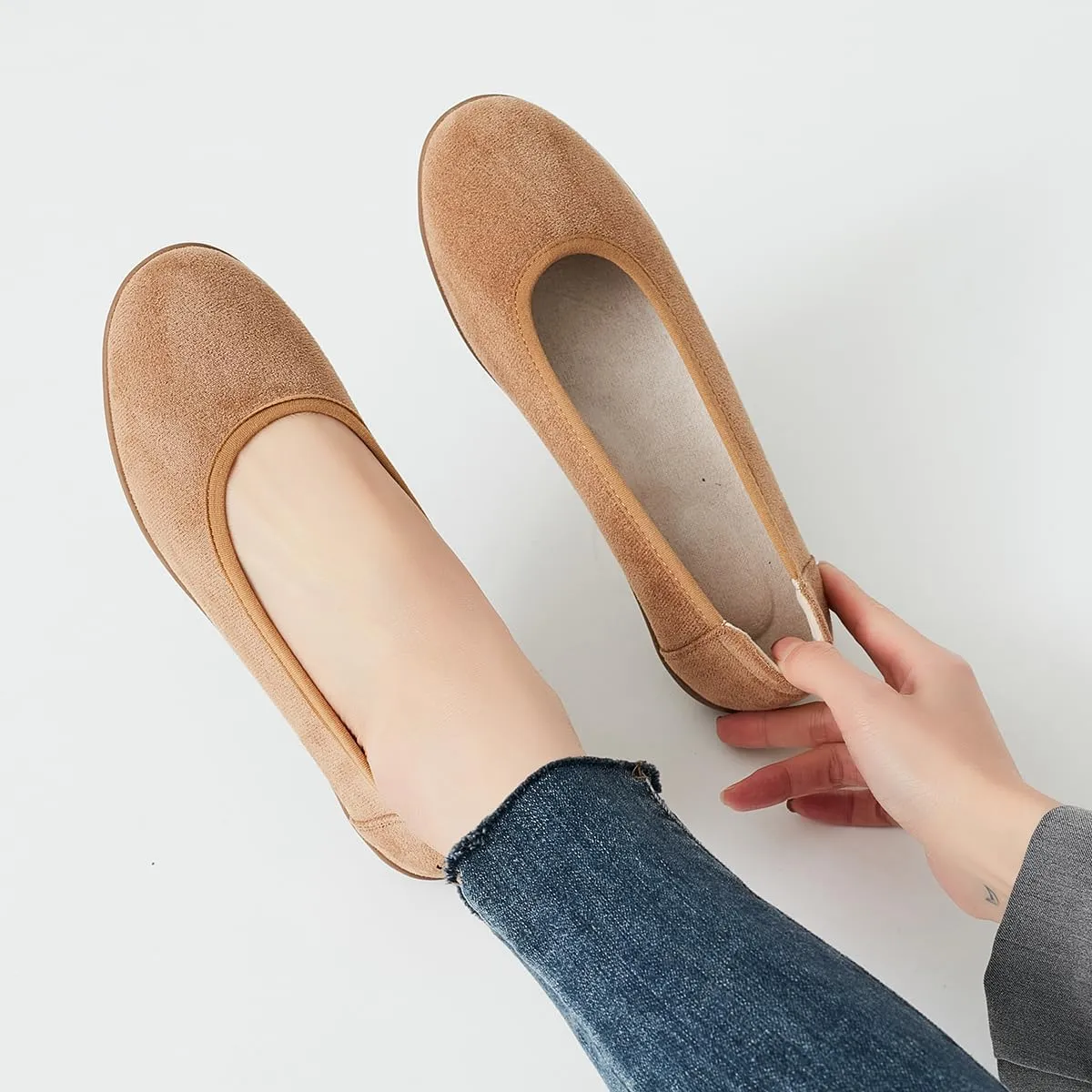 DeYashopin Women's Flats Shoes Non-Slip Ballet Shoes for Dressy Occasions,Walking and Driving Lightweight & Flexible for Comfort