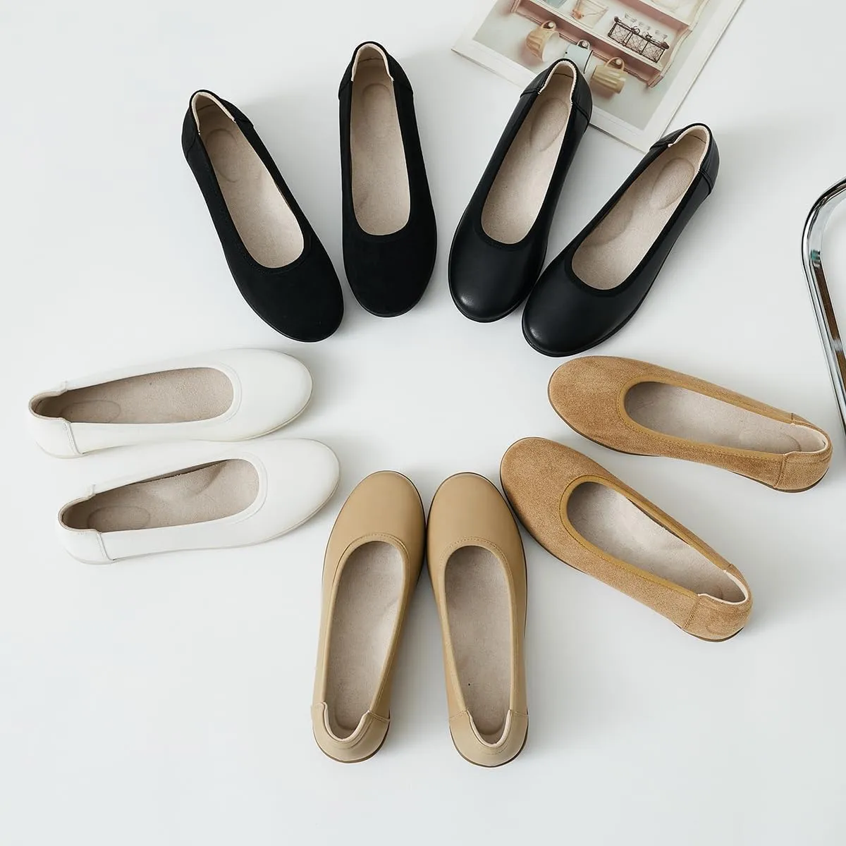 DeYashopin Women's Flats Shoes Non-Slip Ballet Shoes for Dressy Occasions,Walking and Driving Lightweight & Flexible for Comfort