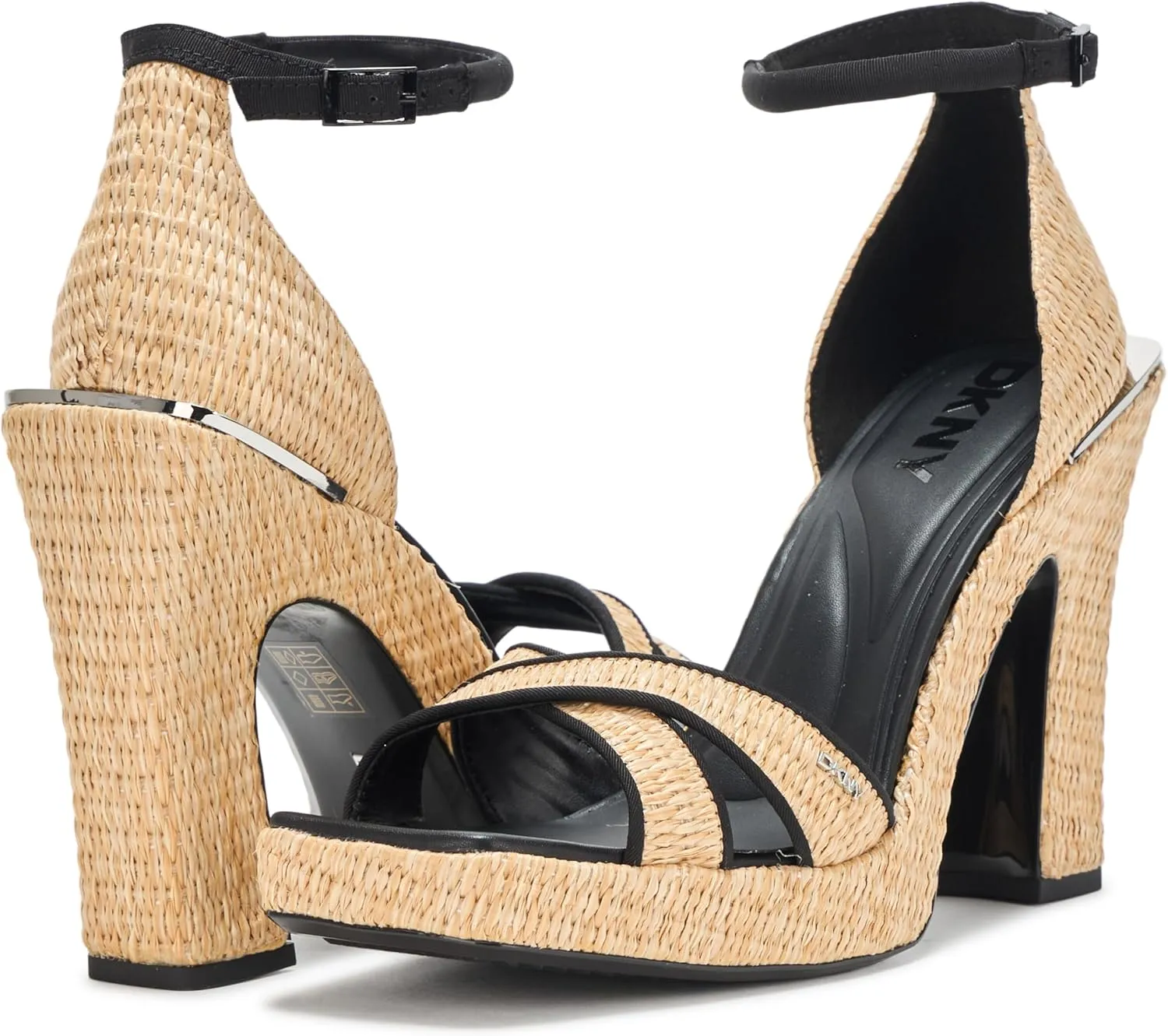 DKNY Women's Linda Platform Ankle Strap Block Heel Heeled Sandal