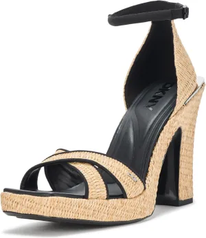 DKNY Women's Linda Platform Ankle Strap Block Heel Heeled Sandal