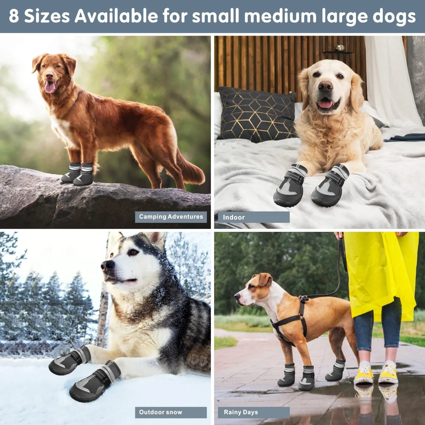 Dog Shoes, Otunrues Dog Shoes for Small Medium Large Dogs, Anti-Slip Dog Boot with Reflective, Waterproof Dog Booties & Paw Protectors for Winter Snowy Hot Pavement Day (Black, 2XL)