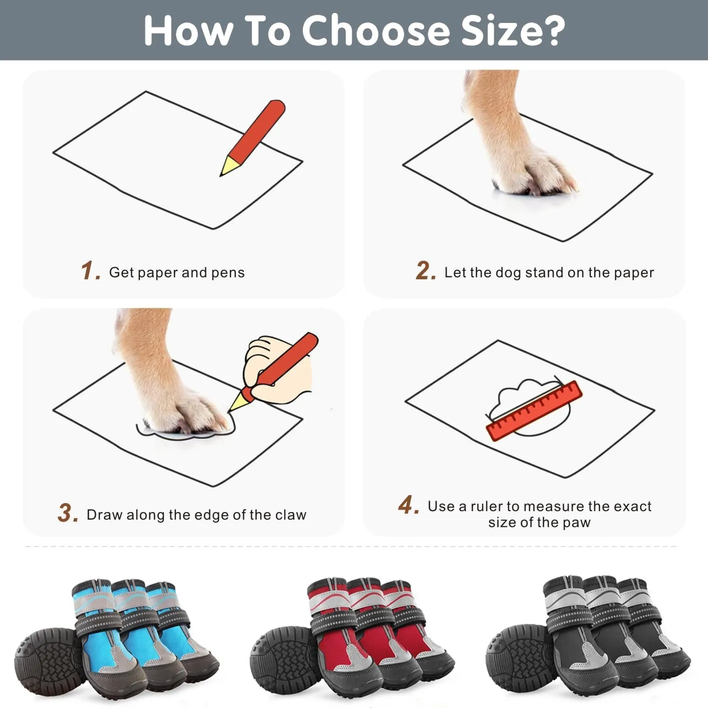 Dog Shoes, Otunrues Dog Shoes for Small Medium Large Dogs, Anti-Slip Dog Boot with Reflective, Waterproof Dog Booties & Paw Protectors for Winter Snowy Hot Pavement Day (Black, 2XL)