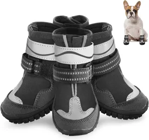 Dog Shoes, Otunrues Dog Shoes for Small Medium Large Dogs, Anti-Slip Dog Boot with Reflective, Waterproof Dog Booties & Paw Protectors for Winter Snowy Hot Pavement Day (Black, 2XL)