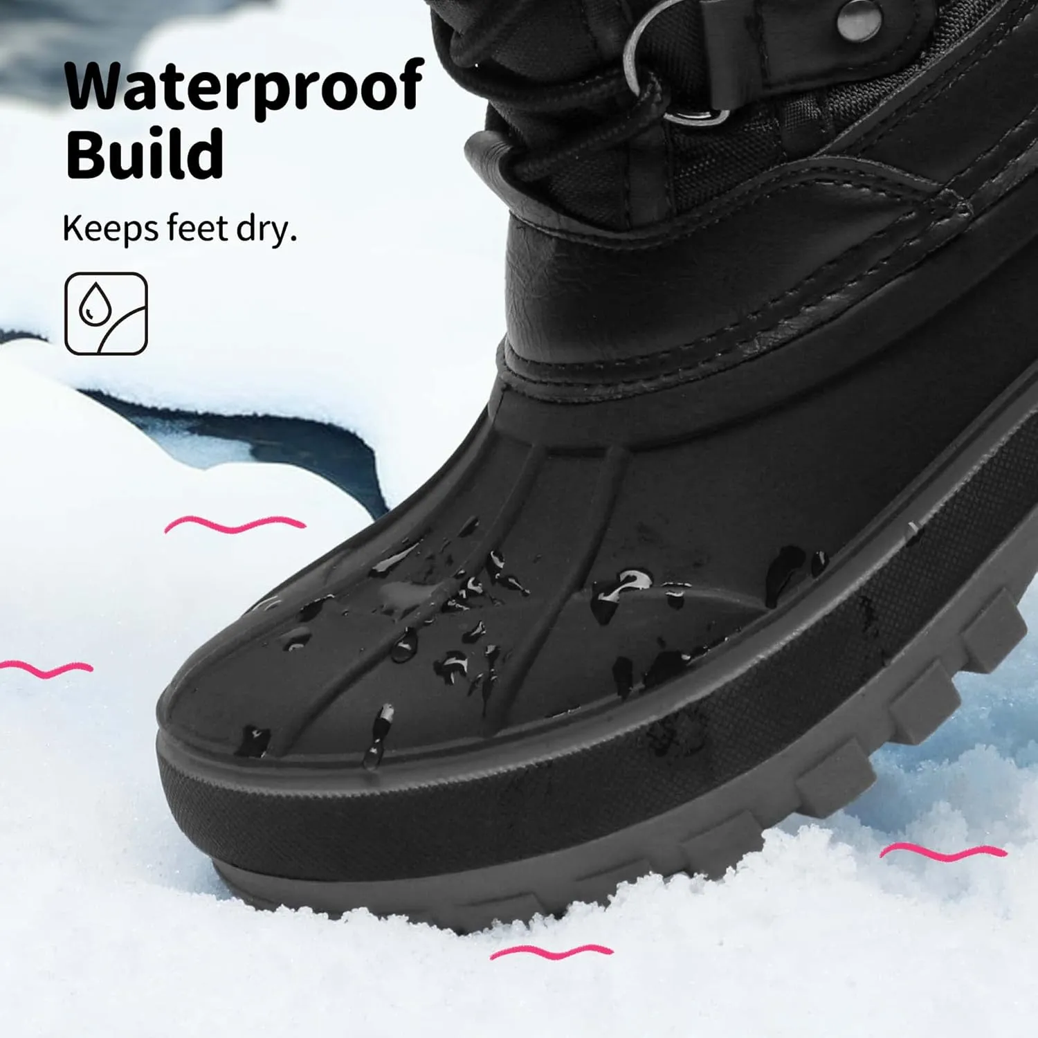 DREAM PAIRS Boys Girls Snow Boots Water-Resistant Outdoor Warm Cozy Anti-Slip Mid Calf Faux Fur Lining Insulated Winter Shoes for Little/Big Kids