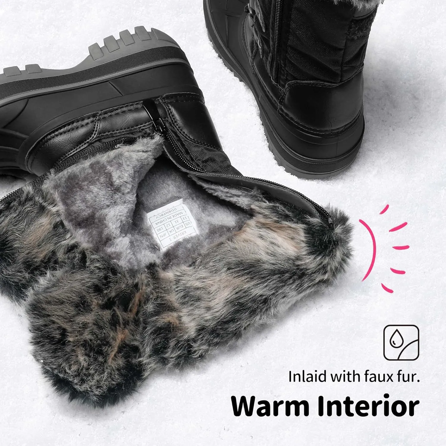 DREAM PAIRS Boys Girls Snow Boots Water-Resistant Outdoor Warm Cozy Anti-Slip Mid Calf Faux Fur Lining Insulated Winter Shoes for Little/Big Kids