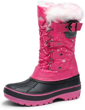 DREAM PAIRS Boys Girls Snow Boots Water-Resistant Outdoor Warm Cozy Anti-Slip Mid Calf Faux Fur Lining Insulated Winter Shoes for Little/Big Kids