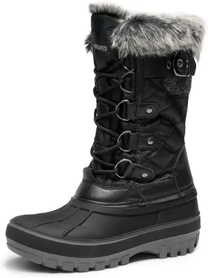 DREAM PAIRS Boys Girls Snow Boots Water-Resistant Outdoor Warm Cozy Anti-Slip Mid Calf Faux Fur Lining Insulated Winter Shoes for Little/Big Kids