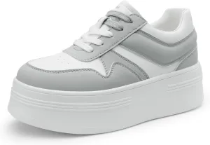 DREAM PAIRS Women Platform High Heel Fashion Sneakers Walking Lace Up Lightweight Stylish Classic Casual Sneaker.