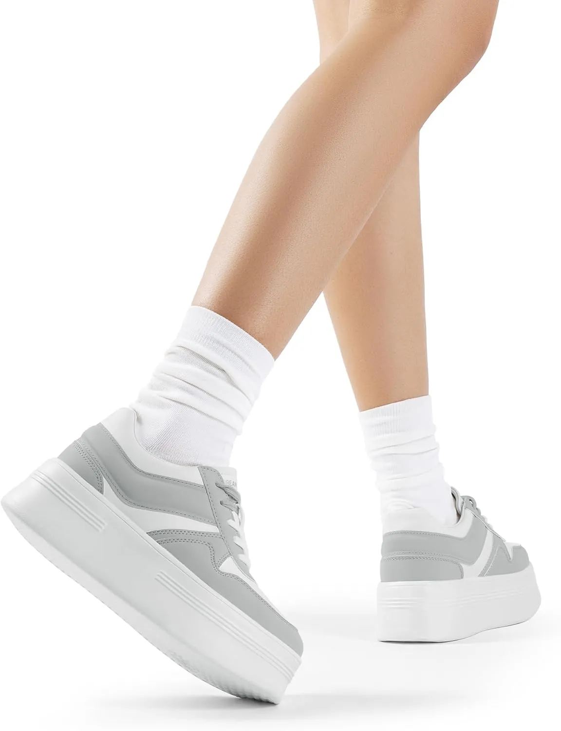 DREAM PAIRS Women Platform High Heel Fashion Sneakers Walking Lace Up Lightweight Stylish Classic Casual Sneaker.