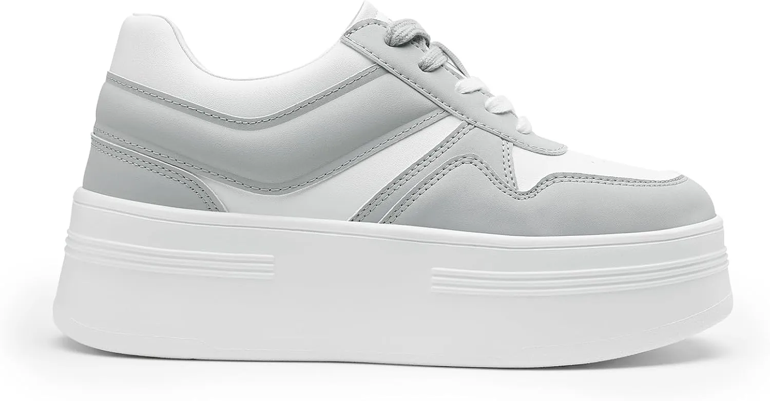 DREAM PAIRS Women Platform High Heel Fashion Sneakers Walking Lace Up Lightweight Stylish Classic Casual Sneaker.