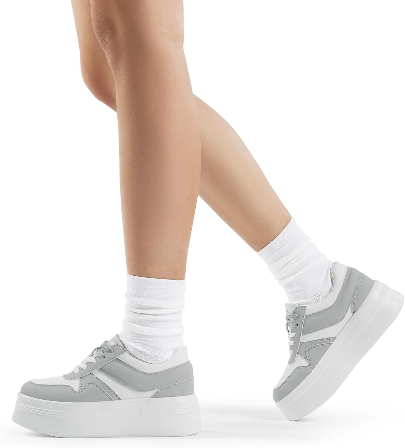 DREAM PAIRS Women Platform High Heel Fashion Sneakers Walking Lace Up Lightweight Stylish Classic Casual Sneaker.