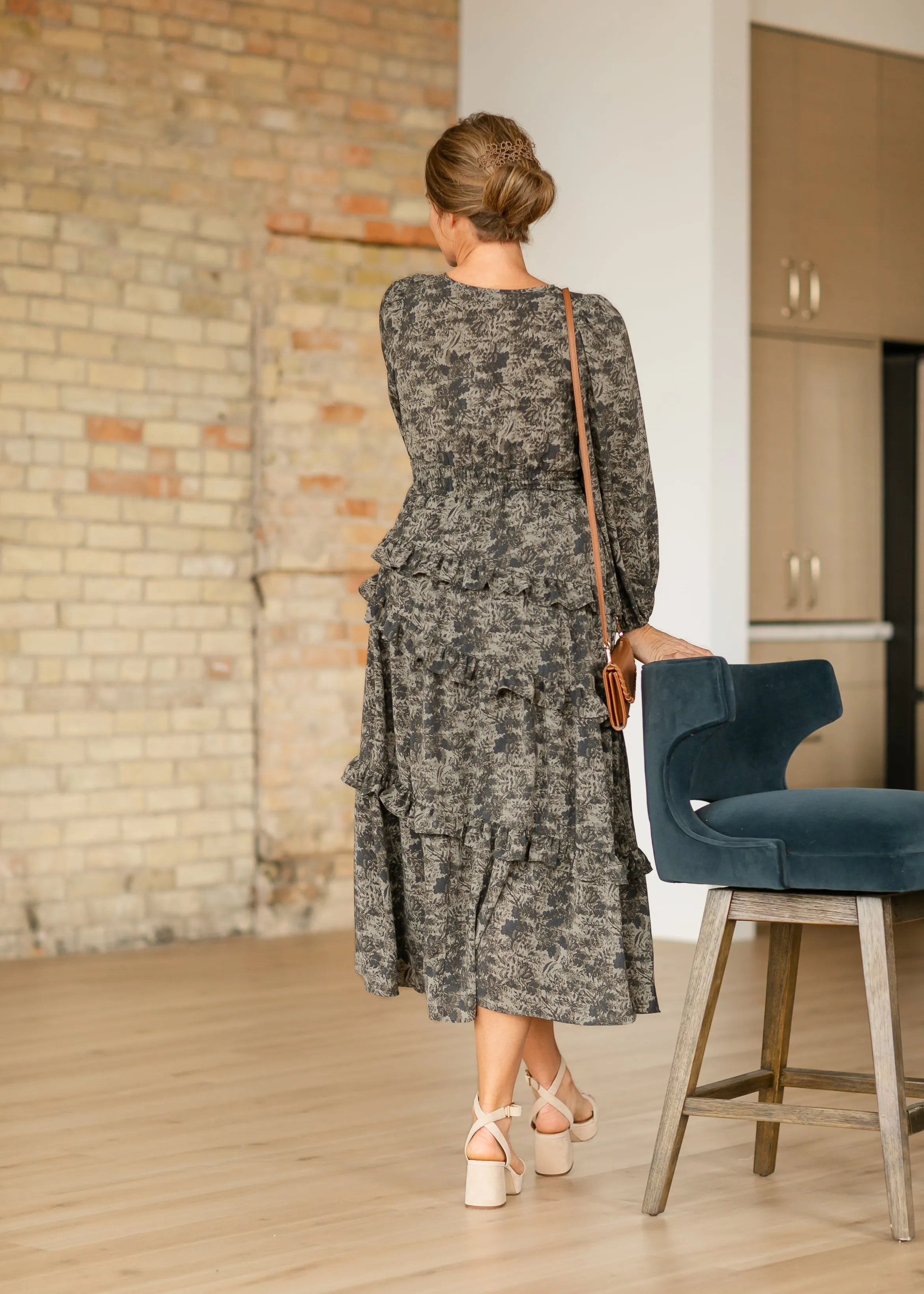 Dusty Olive Vintage Floral Maxi Dress - FINAL SALE