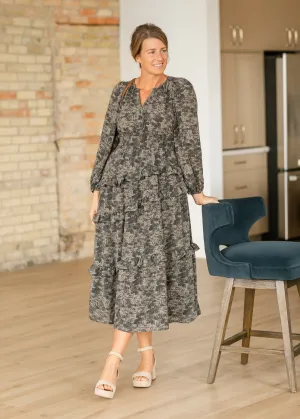 Dusty Olive Vintage Floral Maxi Dress - FINAL SALE