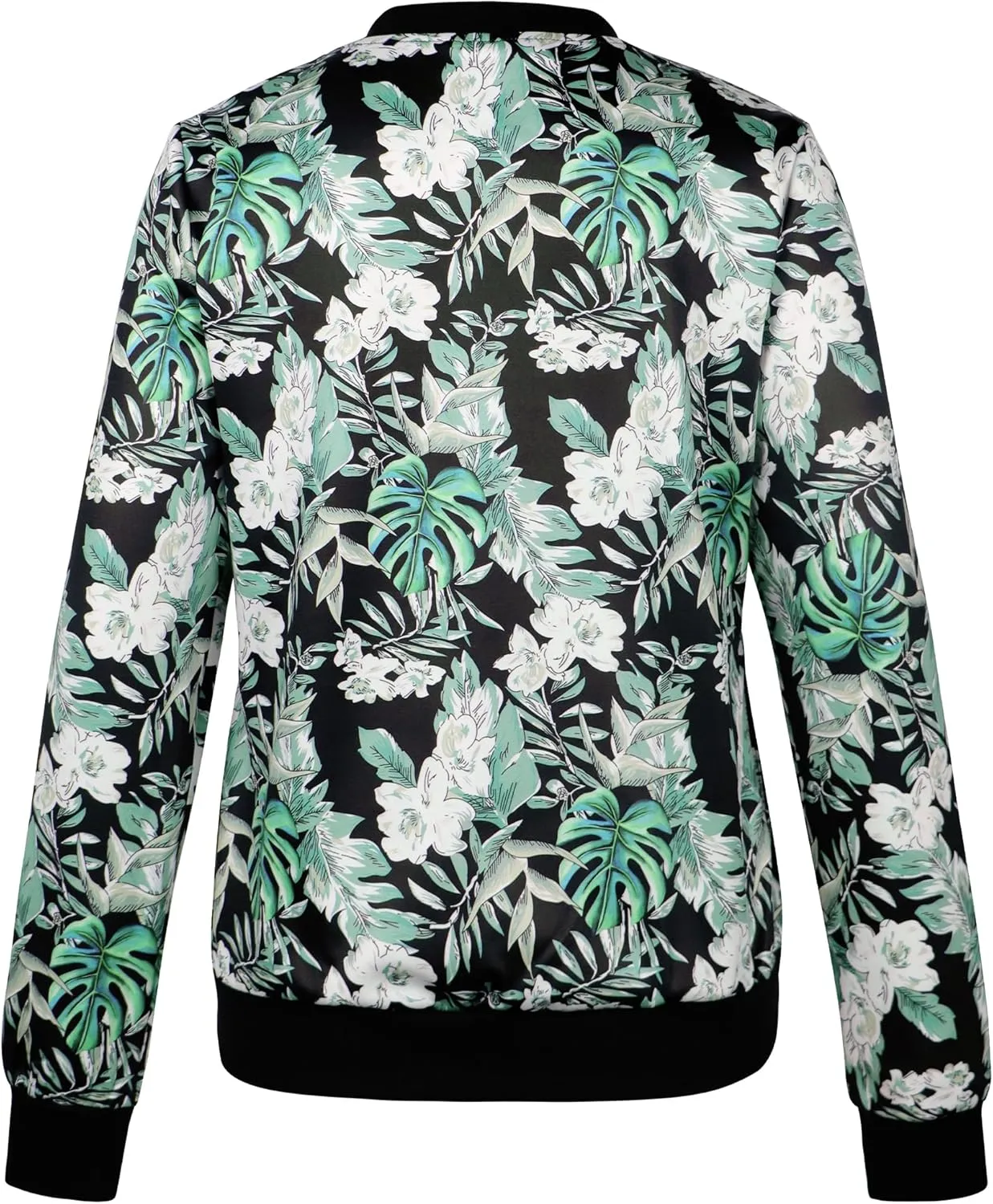 ECOWISH Women's Casual Floral Zip Up Bomber Jacket Coat Lightweight Short Camo No Lining Outwear Tops Windbreaker with Pocket