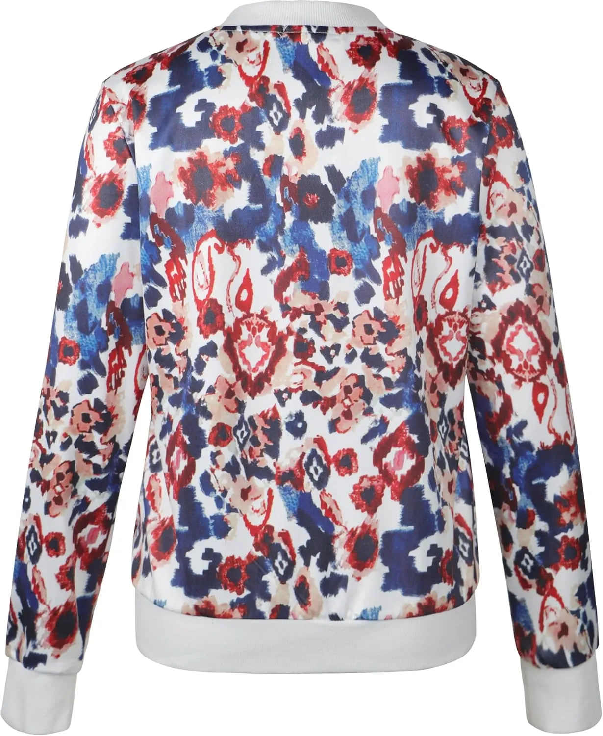 ECOWISH Women's Casual Floral Zip Up Bomber Jacket Coat Lightweight Short Camo No Lining Outwear Tops Windbreaker with Pocket