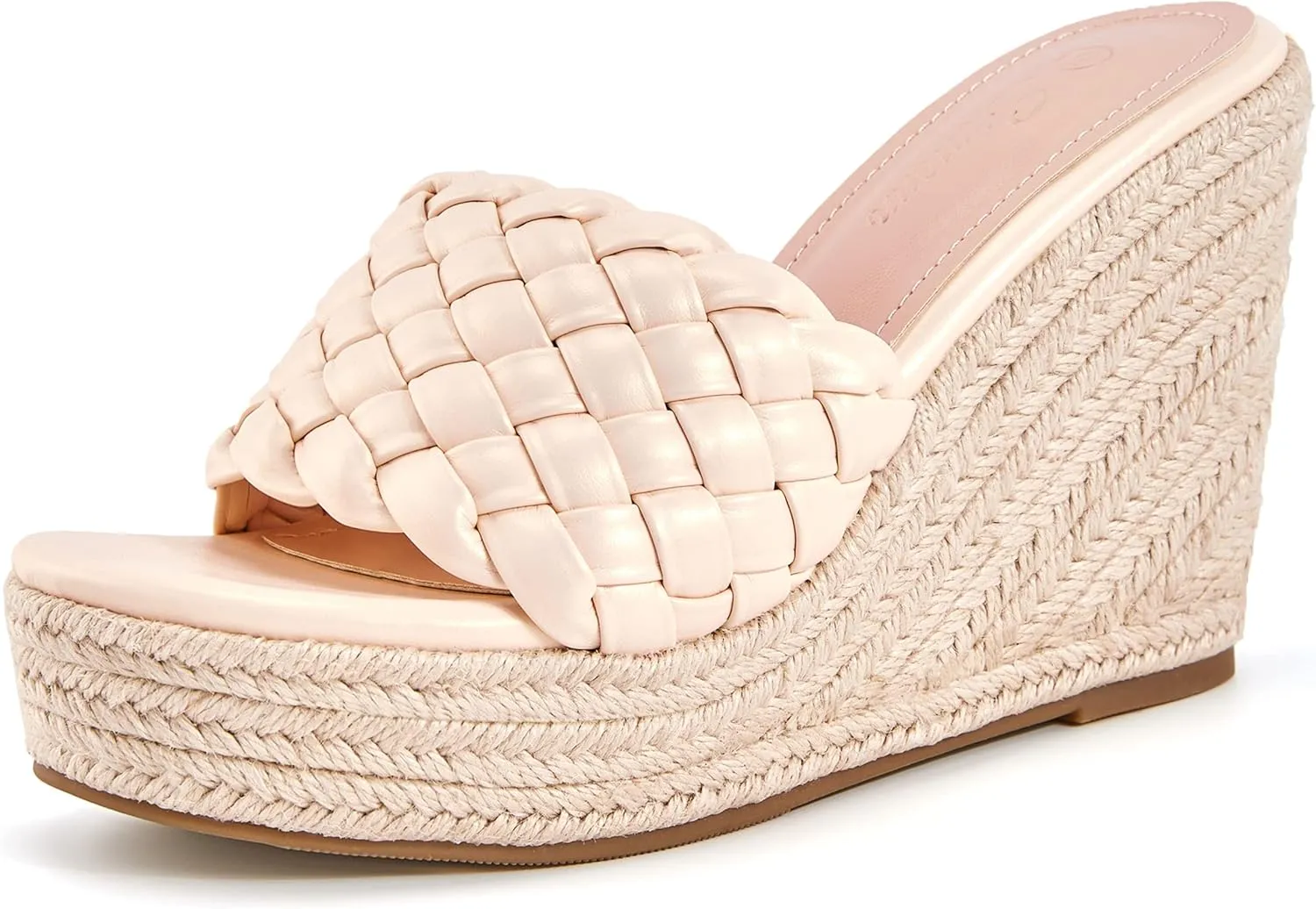 Ermonn Womens Platform Wedge Sandals Espadrilles Braided Open Toe Slip On Summer Mule High Heels