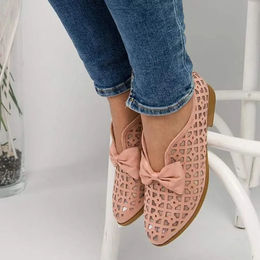 Fashion Retro Womens Breathable Hollow Low-heeled Roman Casual Shoes Sandals