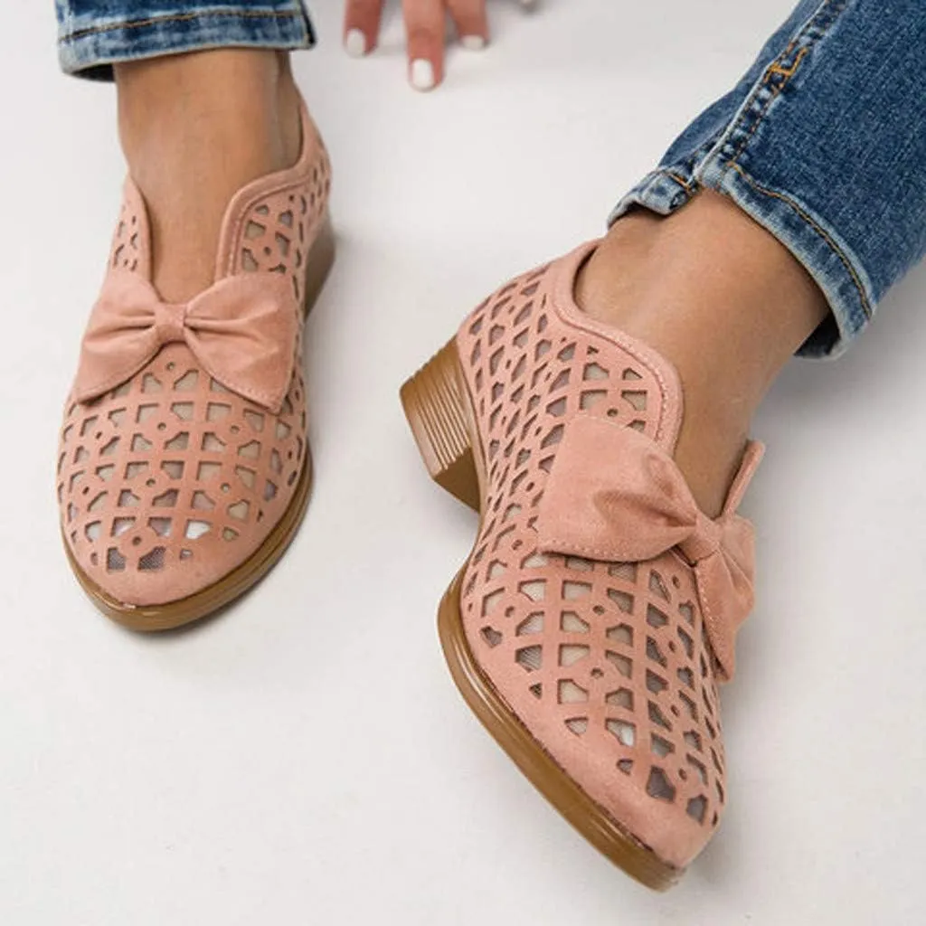 Fashion Retro Womens Breathable Hollow Low-heeled Roman Casual Shoes Sandals