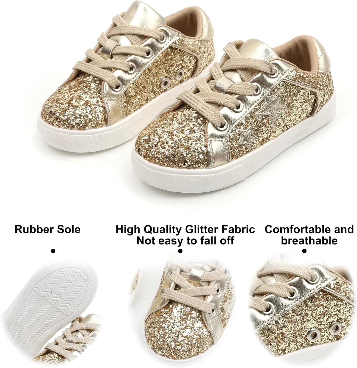 Felix & Flora Toddler/Little Kid Girls Running Shoes Sports Sneakers Princess Casual Glitter Shoes.