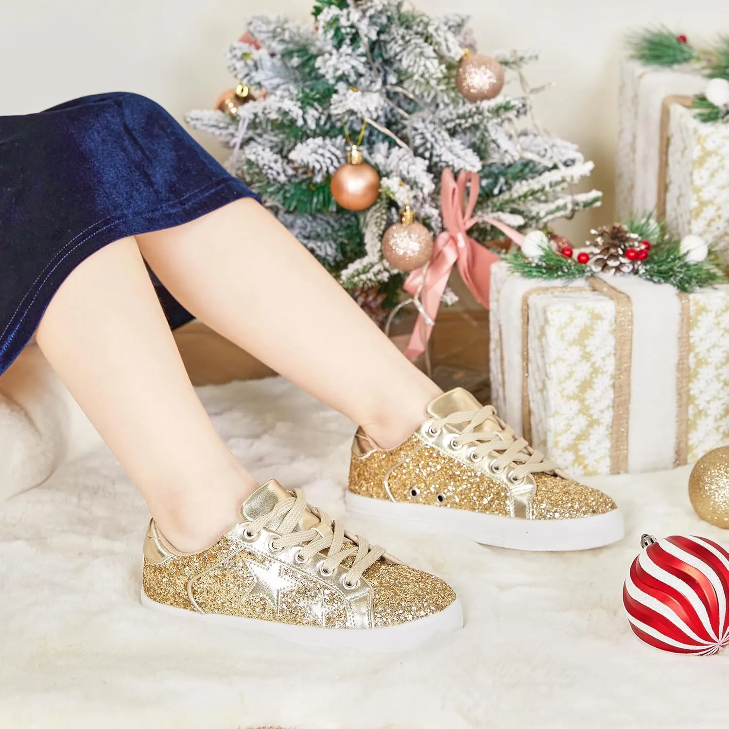 Felix & Flora Toddler/Little Kid Girls Running Shoes Sports Sneakers Princess Casual Glitter Shoes.