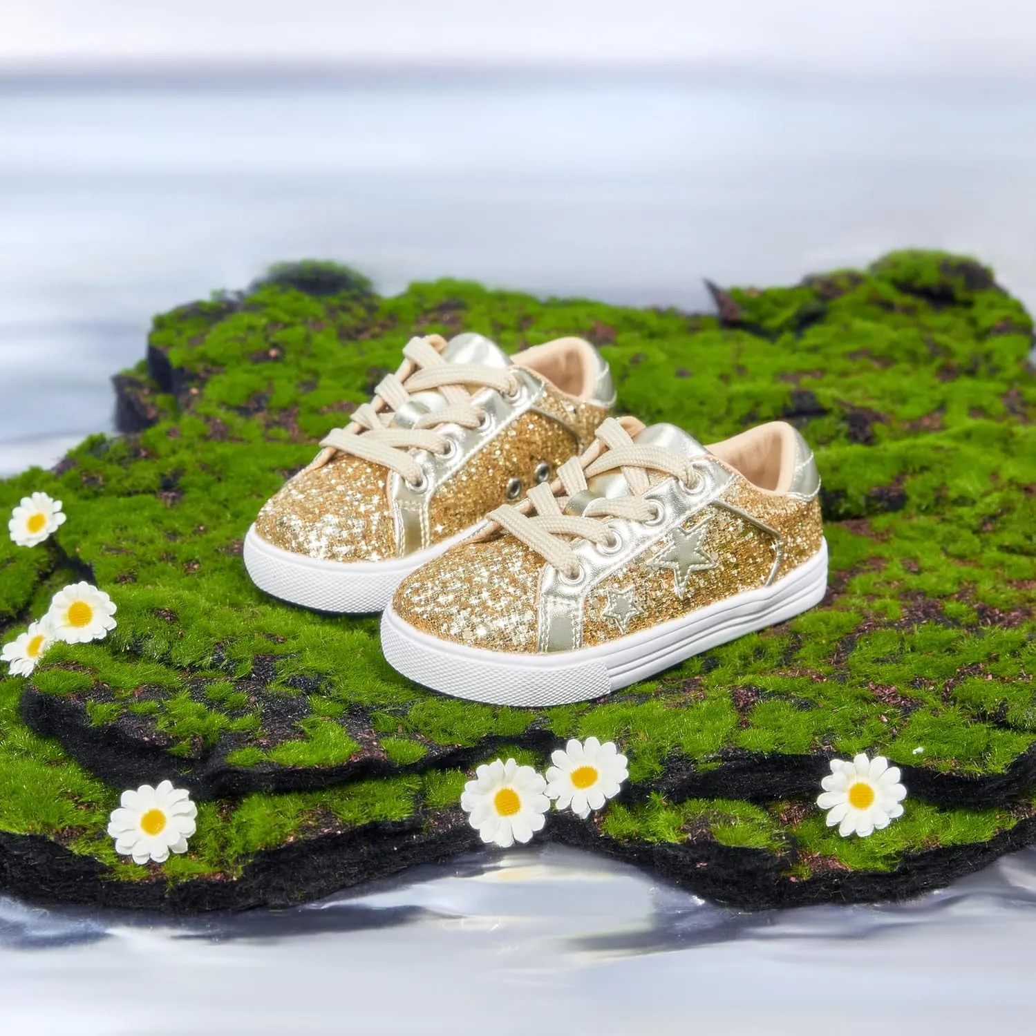 Felix & Flora Toddler/Little Kid Girls Running Shoes Sports Sneakers Princess Casual Glitter Shoes.