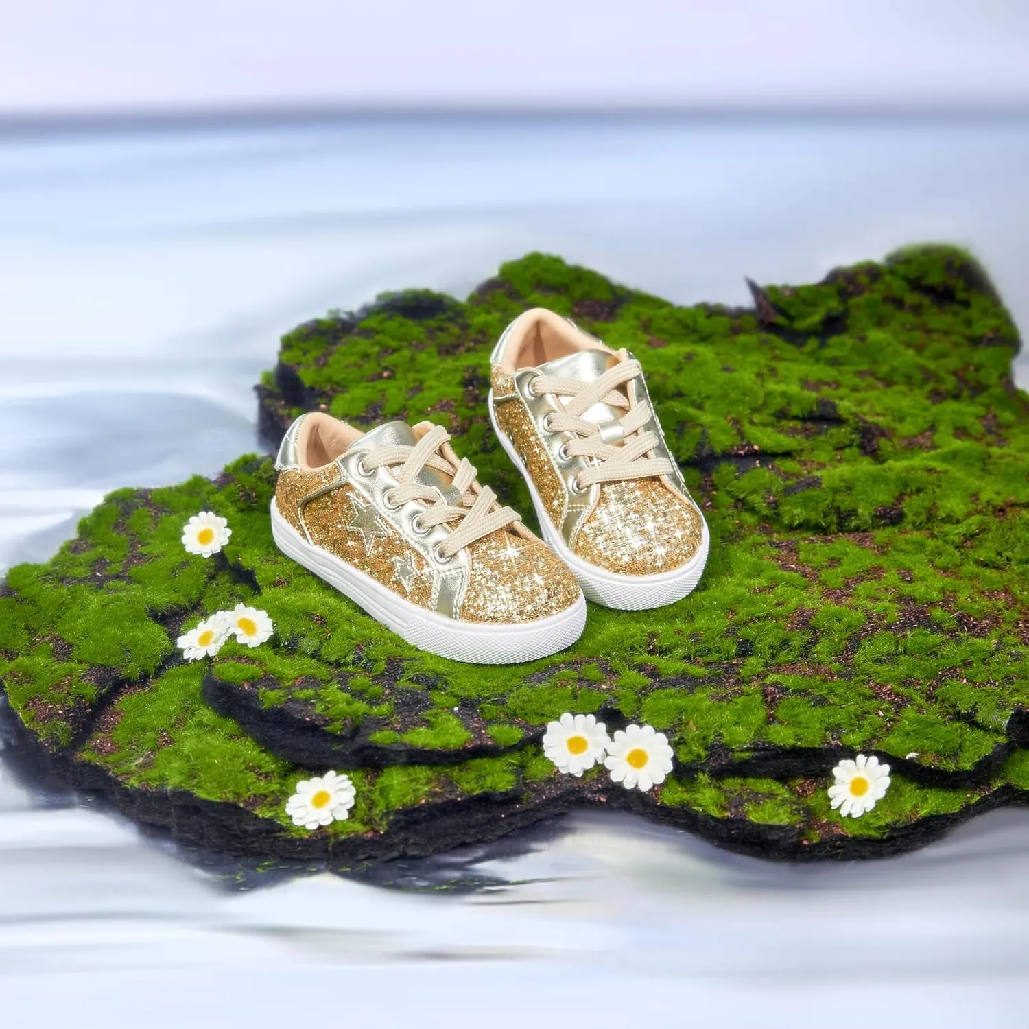Felix & Flora Toddler/Little Kid Girls Running Shoes Sports Sneakers Princess Casual Glitter Shoes.