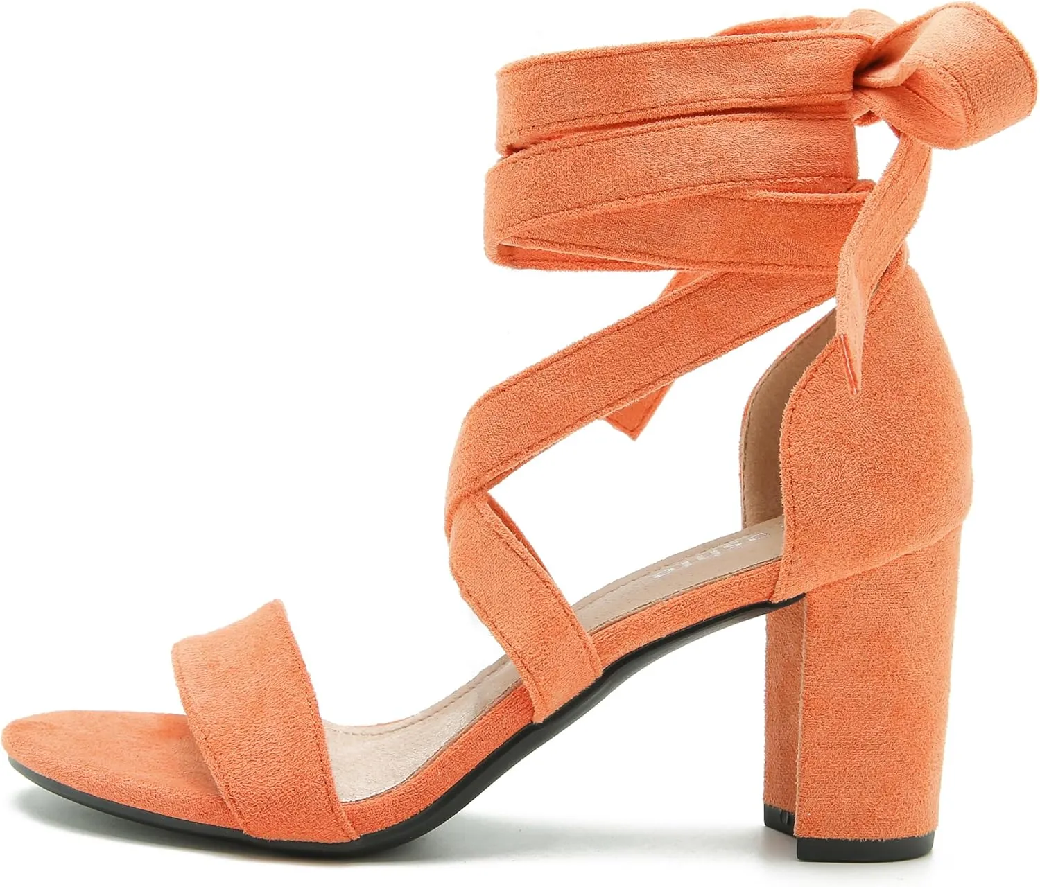 fereshte Women's Strappy Heels Lace Up Heels 3 Inch Chunky Block High Heel Dress Sandals