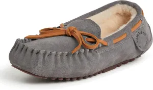Fireside by Dearfoams Unisex-Child Parker Shearling Indoor and Outdoor Moccasin Slipper