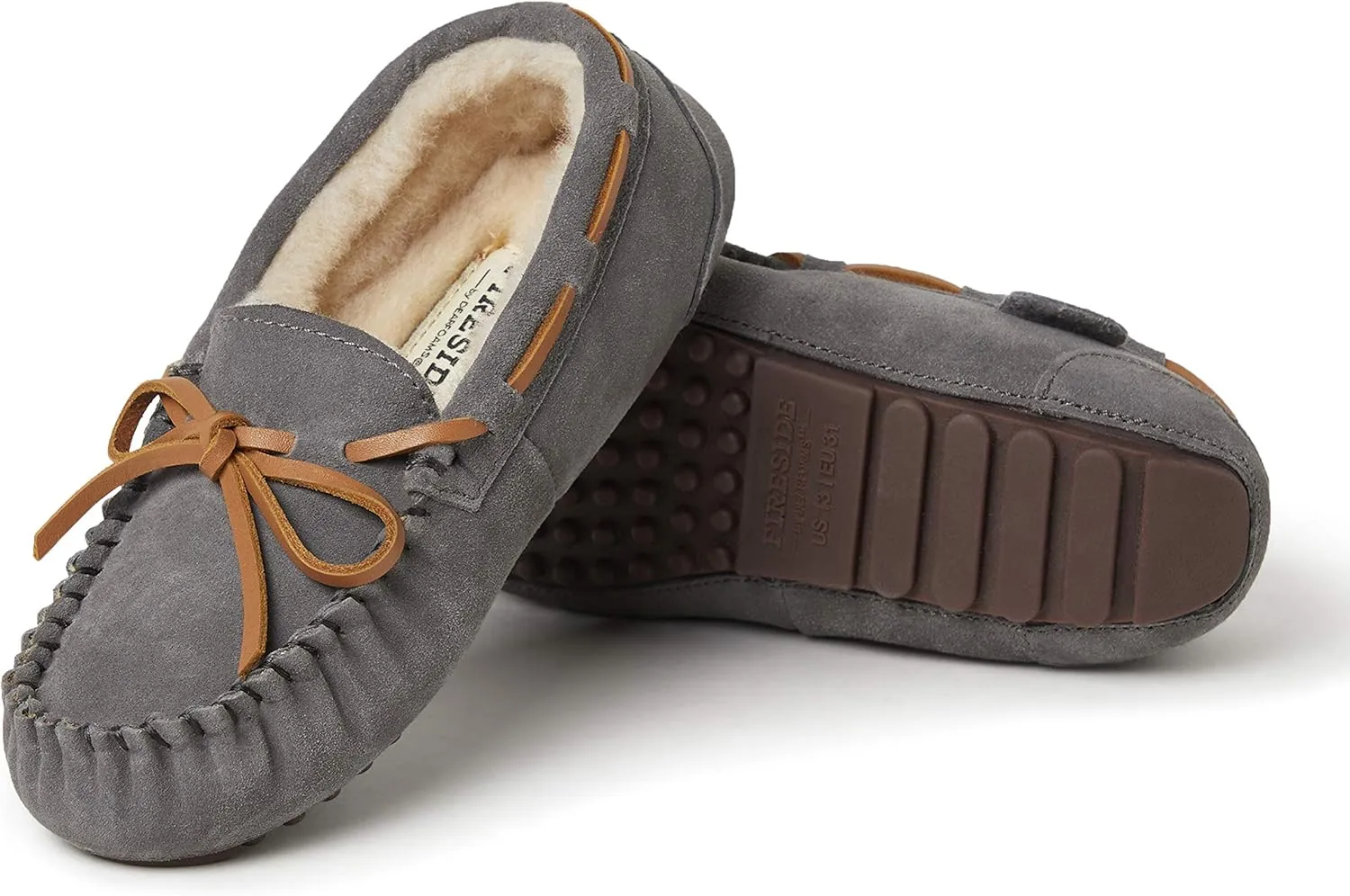 Fireside by Dearfoams Unisex-Child Parker Shearling Indoor and Outdoor Moccasin Slipper