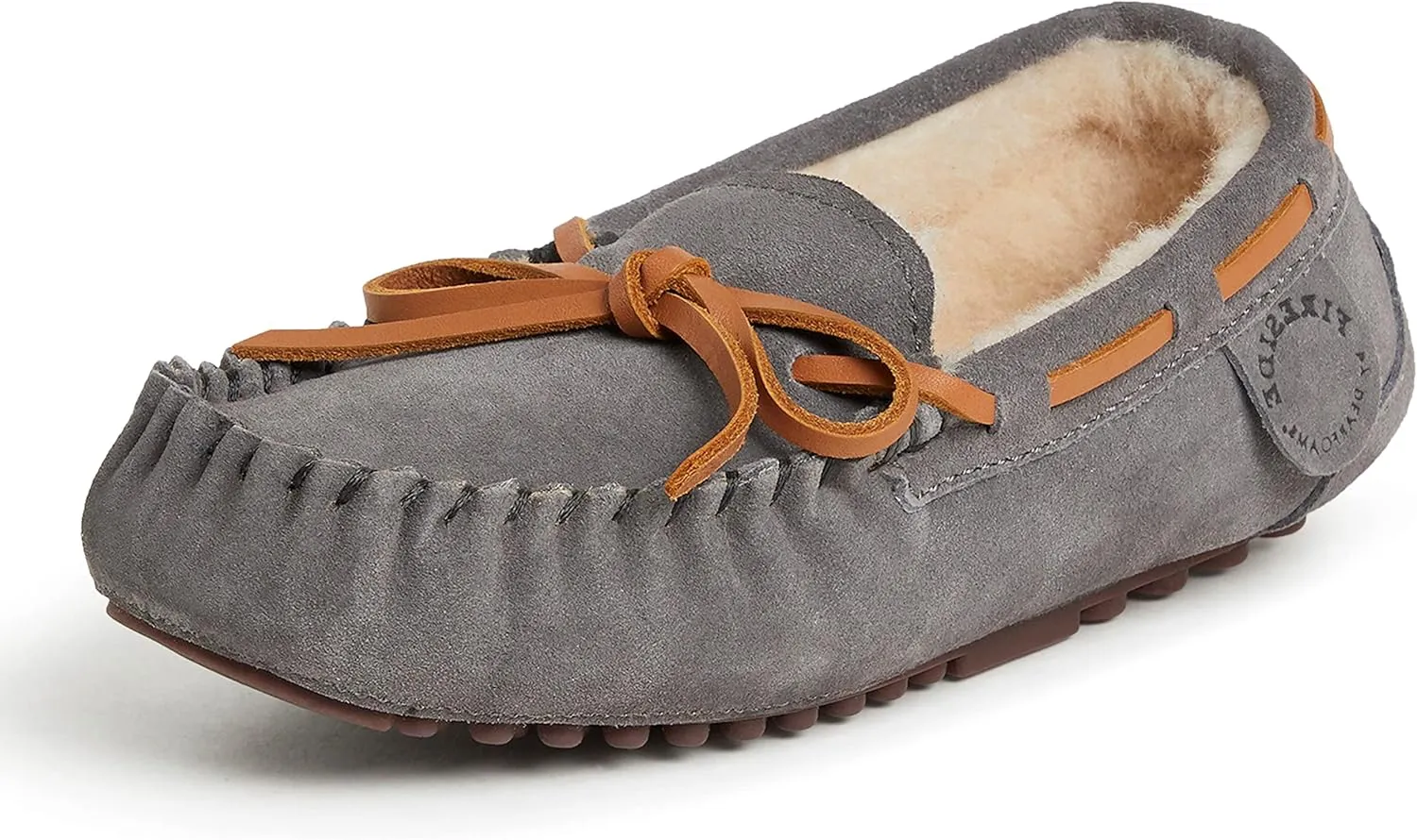 Fireside by Dearfoams Unisex-Child Parker Shearling Indoor and Outdoor Moccasin Slipper