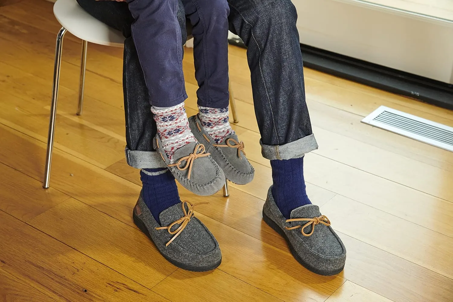 Fireside by Dearfoams Unisex-Child Parker Shearling Indoor and Outdoor Moccasin Slipper