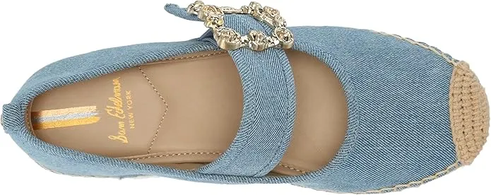 Flats Edelman Montrose Mary Ballet Jane Cap Maddy Toe Blue Low-priced Reliable service Sam Espadrille