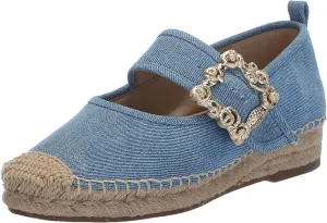Flats Edelman Montrose Mary Ballet Jane Cap Maddy Toe Blue Low-priced Reliable service Sam Espadrille