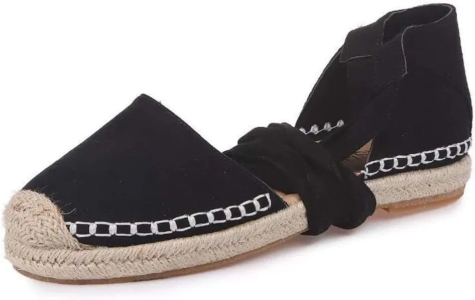Flax Bow Tie Ballet Flats Women Flat Sandals Women Espadrilles Strapped Sandals Big Size