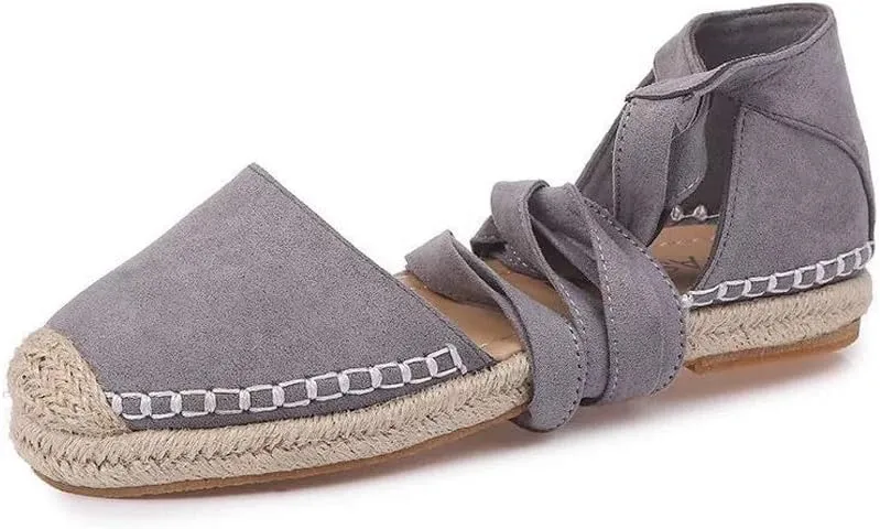 Flax Bow Tie Ballet Flats Women Flat Sandals Women Espadrilles Strapped Sandals Big Size