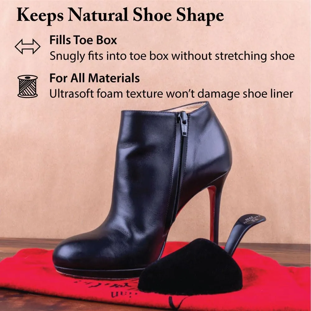 FootFitter Foam Shoe Tree with Handle for Women's High Heels - Round Toe Travel High Heel Shoe Trees (One or Three Pairs)