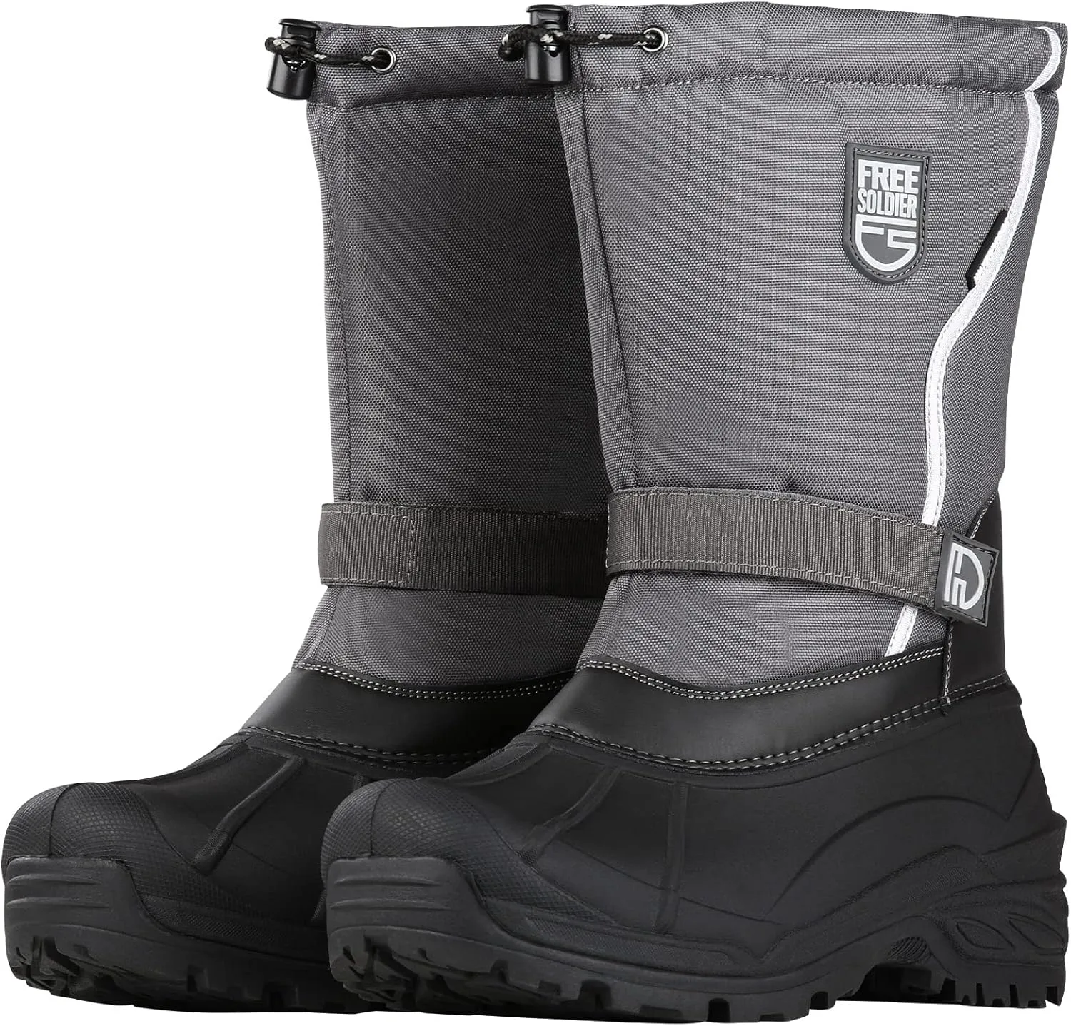 FREE SOLDIER Mens Snow Boots Insulated Waterproof Winter Shoes Nonslip Outdoor Footwear with Removable Lining(Grey,13)
