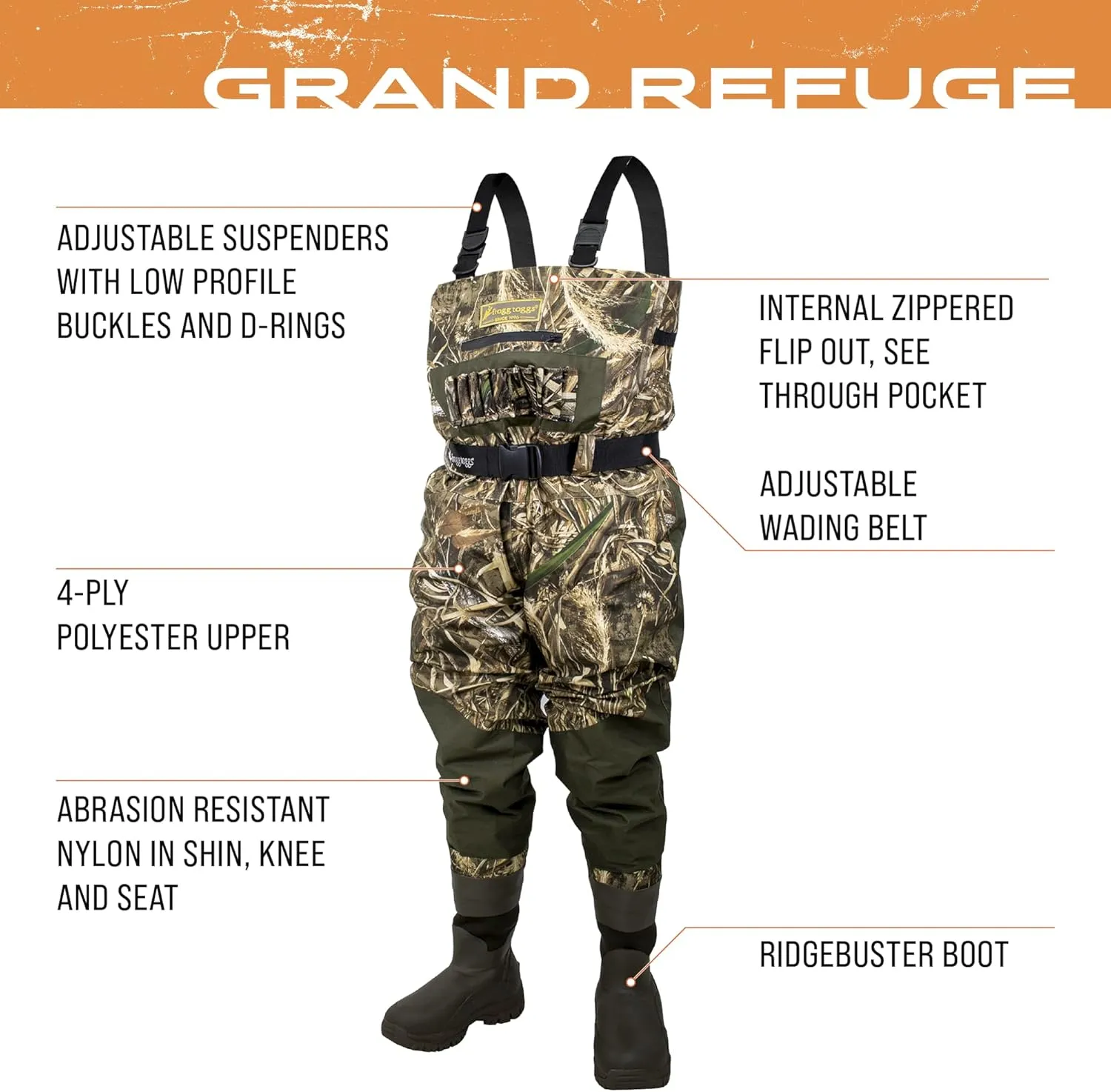 FROGG TOGGS Men's Grand Refuge 3.0 Bootfoot Hunting Wader with removable Insulation Liner