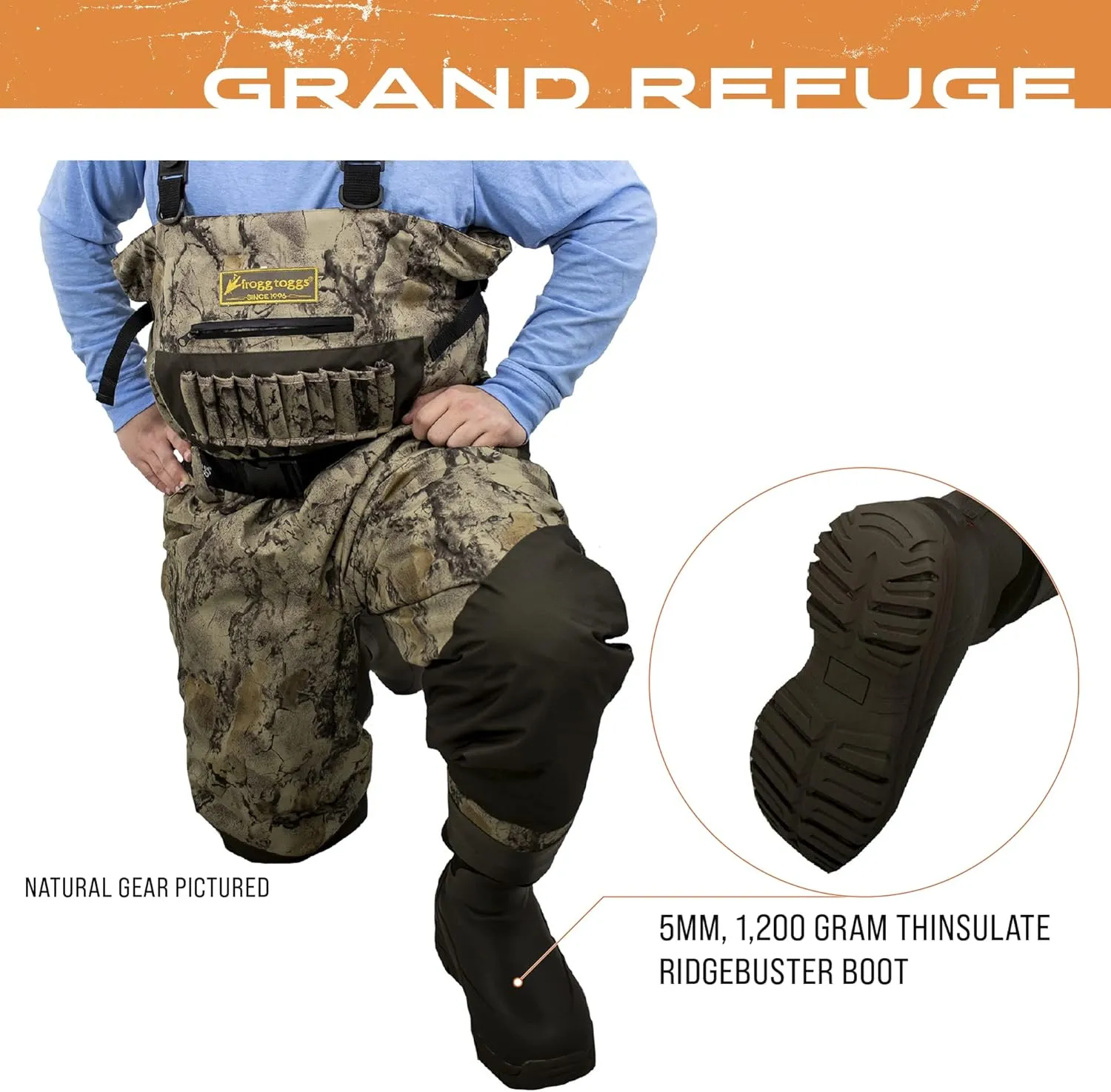 FROGG TOGGS Men's Grand Refuge 3.0 Bootfoot Hunting Wader with removable Insulation Liner