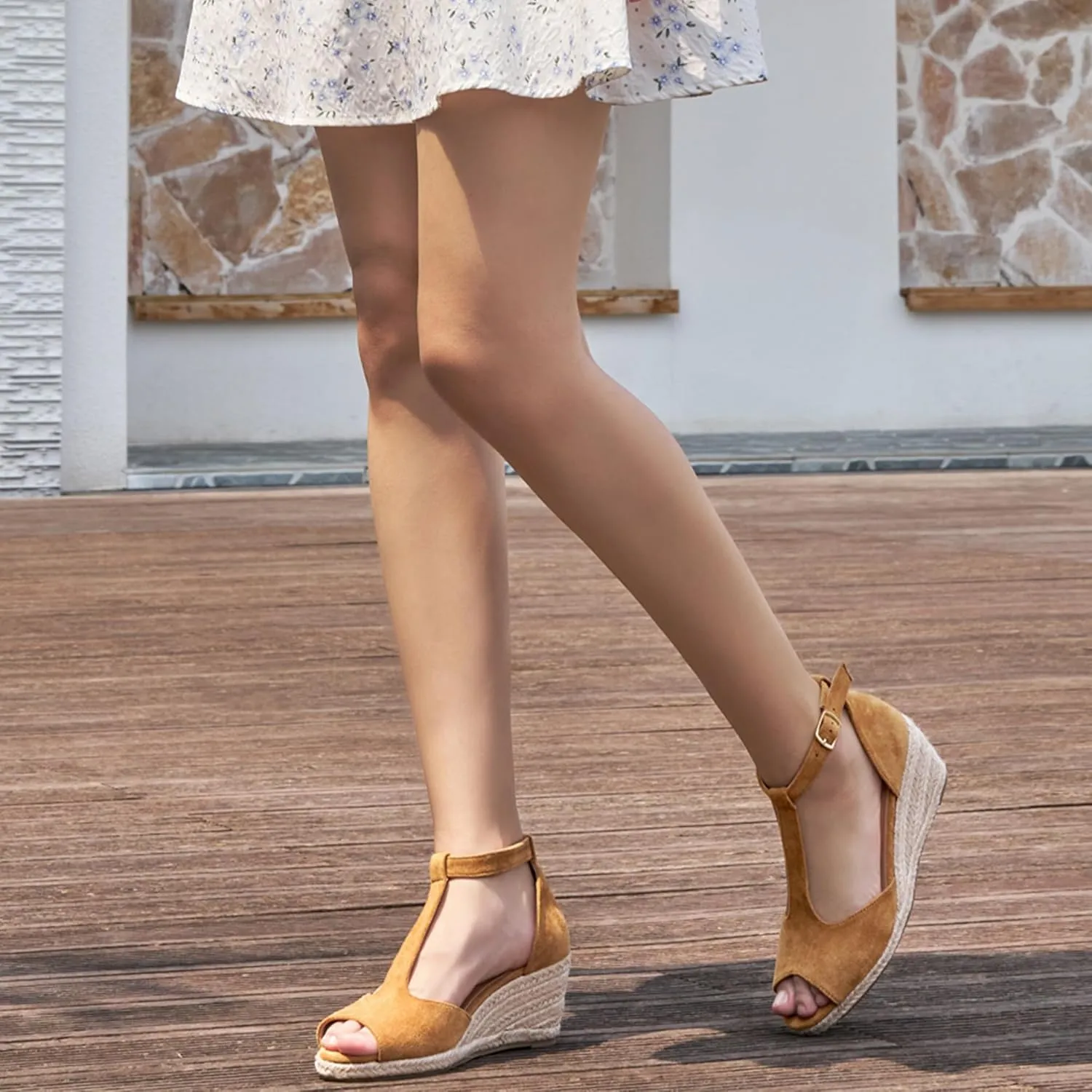 FUDYNMALC Womens Sandals Wedge Heels: Summer Dressy Espadrilles Platforms Shoes Casual Comfortable Open Toe Walking Footwear