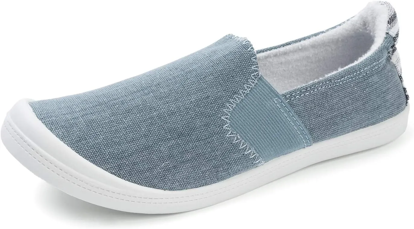 FUNKYMONKEY Shoes for Women, Comfort Low Top Canvas Slip On Sneakers Classic Casual Walking Shoes