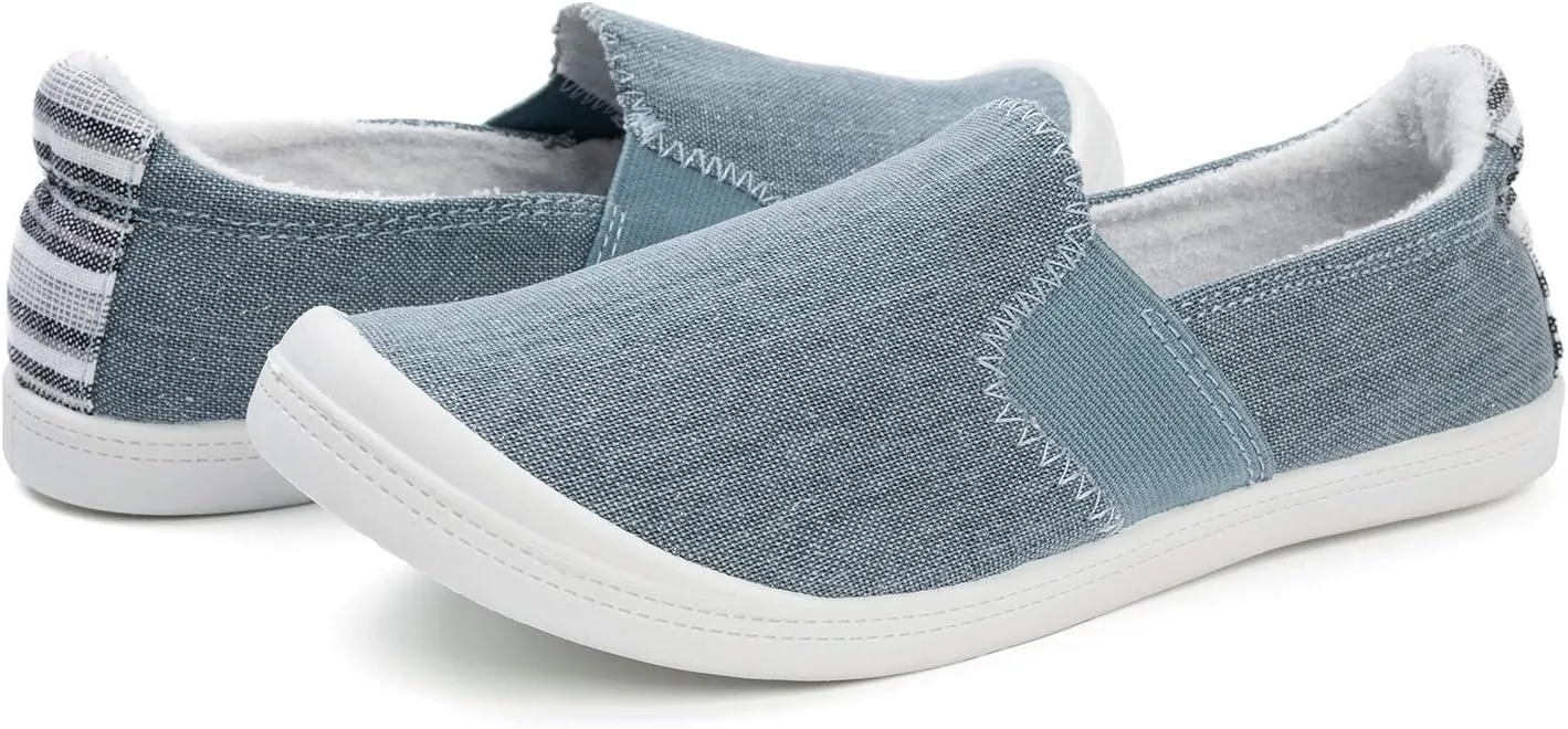 FUNKYMONKEY Shoes for Women, Comfort Low Top Canvas Slip On Sneakers Classic Casual Walking Shoes