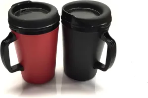 GAMA Electronics Thermoserv 20oz Insulated Travel Mug Classic Gas Station Design (Black/Red 2 Pack)