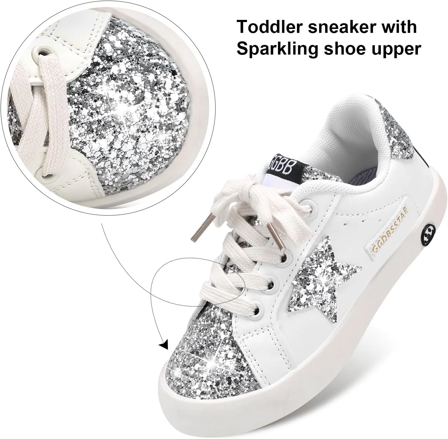Girls Sneakers Glitter Tennis Shoes Lightweight Non-Slip Running Walking Shoes for Toddler/Little Kid/Big Kid