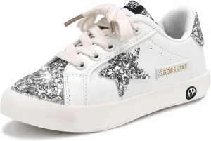 Girls Sneakers Glitter Tennis Shoes Lightweight Non-Slip Running Walking Shoes for Toddler/Little Kid/Big Kid