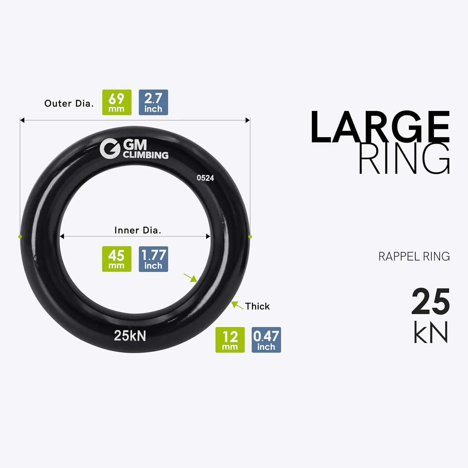 GM CLIMBING Rappel Ring 25kN for Rock Climbing Arborist Rescue Slackline Hammock