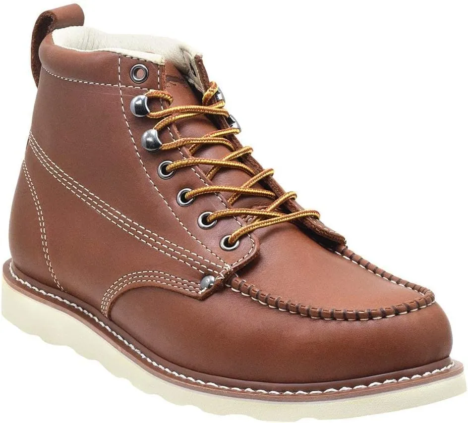 Golden Fox Men's Boots 6" Moc Toe Wedge Leather Boot