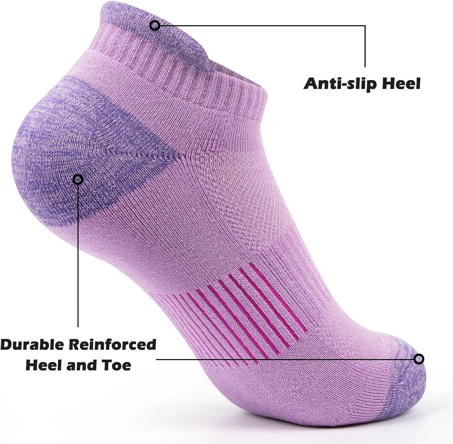 Gonii Ankle Socks Womens Running Athletic No Show Socks Cushioned 5-Pairs